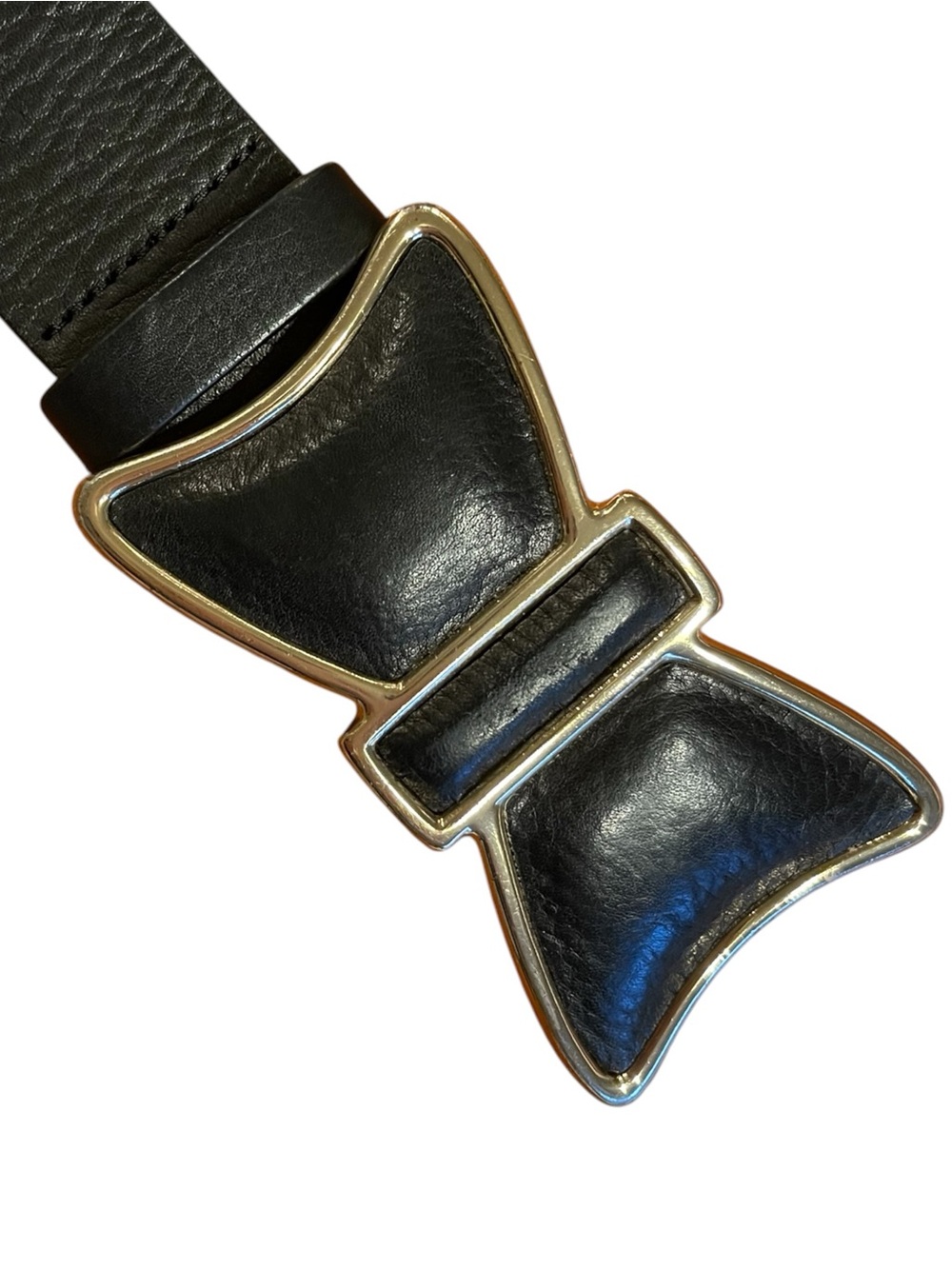 Antoniazzi Firenze S Italian Leather Dark Navy Bow Buckle Belt